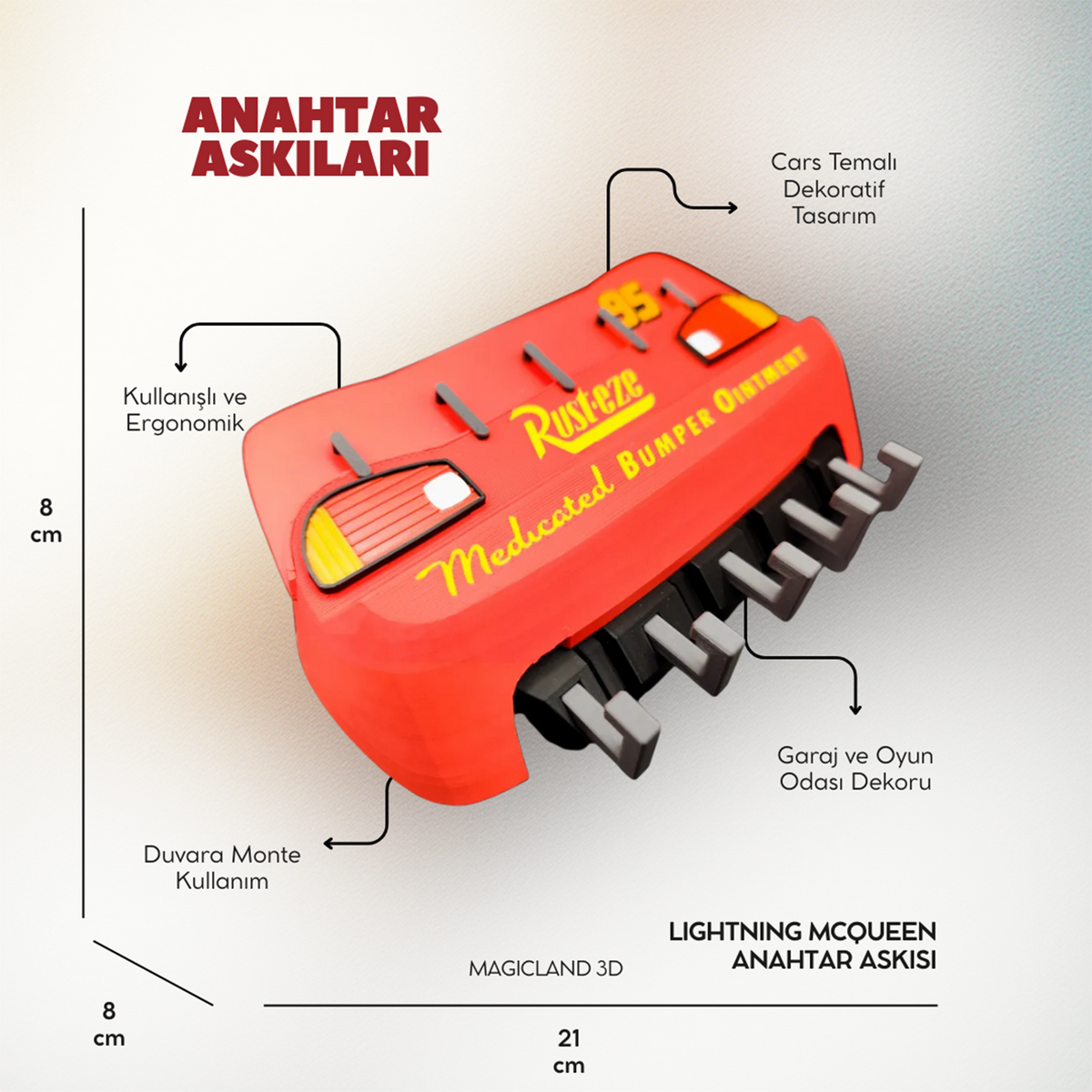 Şimşek McQueen Anahtar Askısı