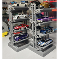 Magicland 3D asansör tasarımlı, 8 araç kapasiteli model araba standı, gri renkte, 3D baskı.