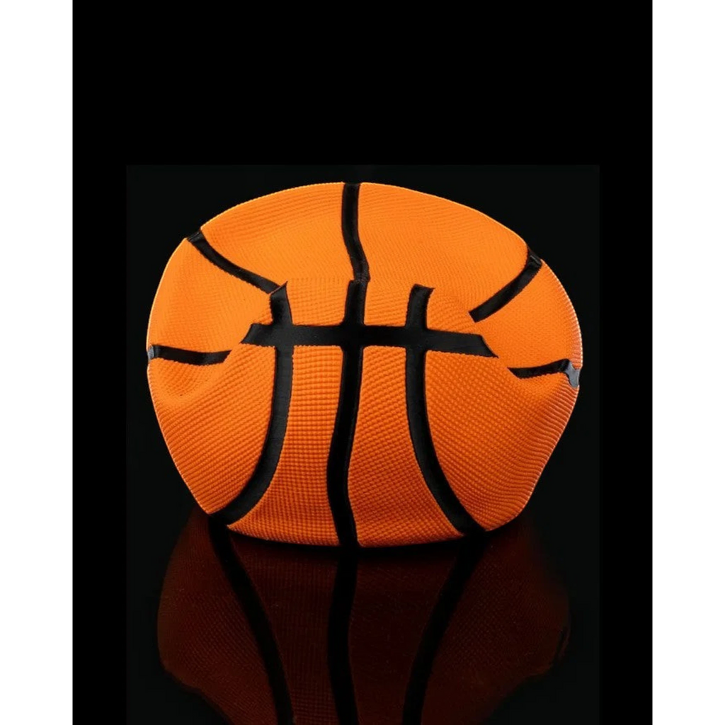 Magicland 3D turuncu basketbol topu şeklinde kol tutucu stant, siyah çizgili ve dokulu yüzeyli.