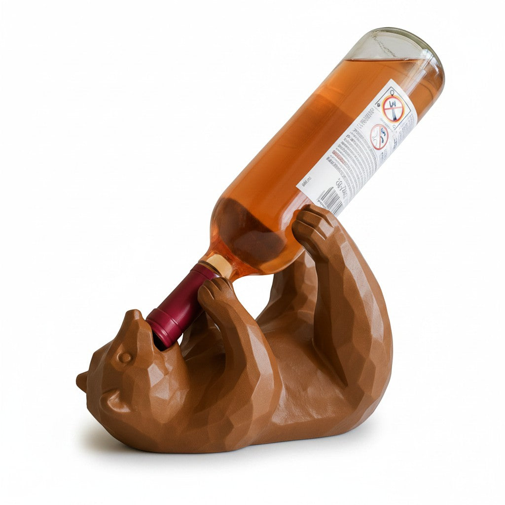 Magicland 3D brown bear wine bottle holder, a fun and unique kitchen accessory.
