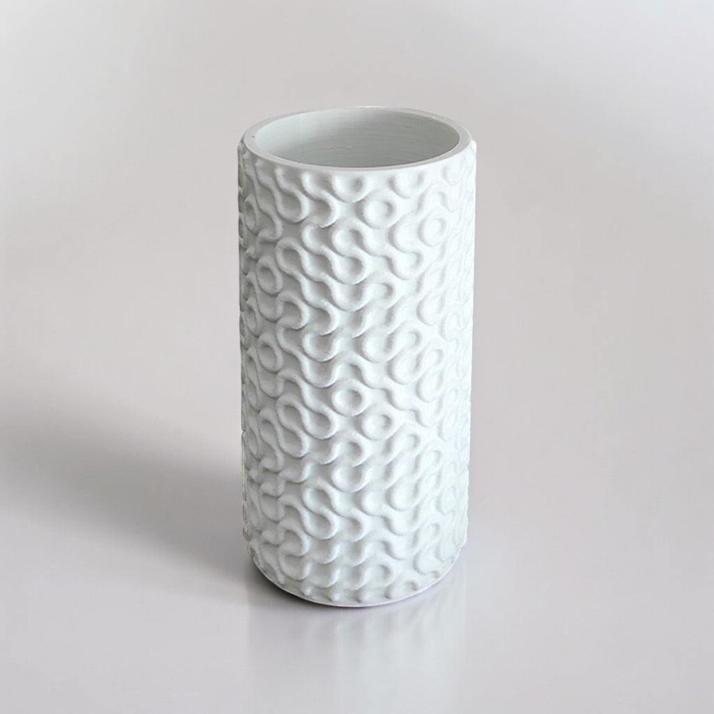 Magicland 3D beyaz spiral tasarımlı modern 3D baskı vazo, kuru çiçekler için ideal.