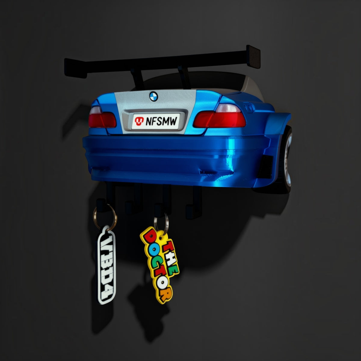 Magicland 3D mavi-gri BMW M3 GTR duvar tipi 5 kancalı anahtarlık askısı