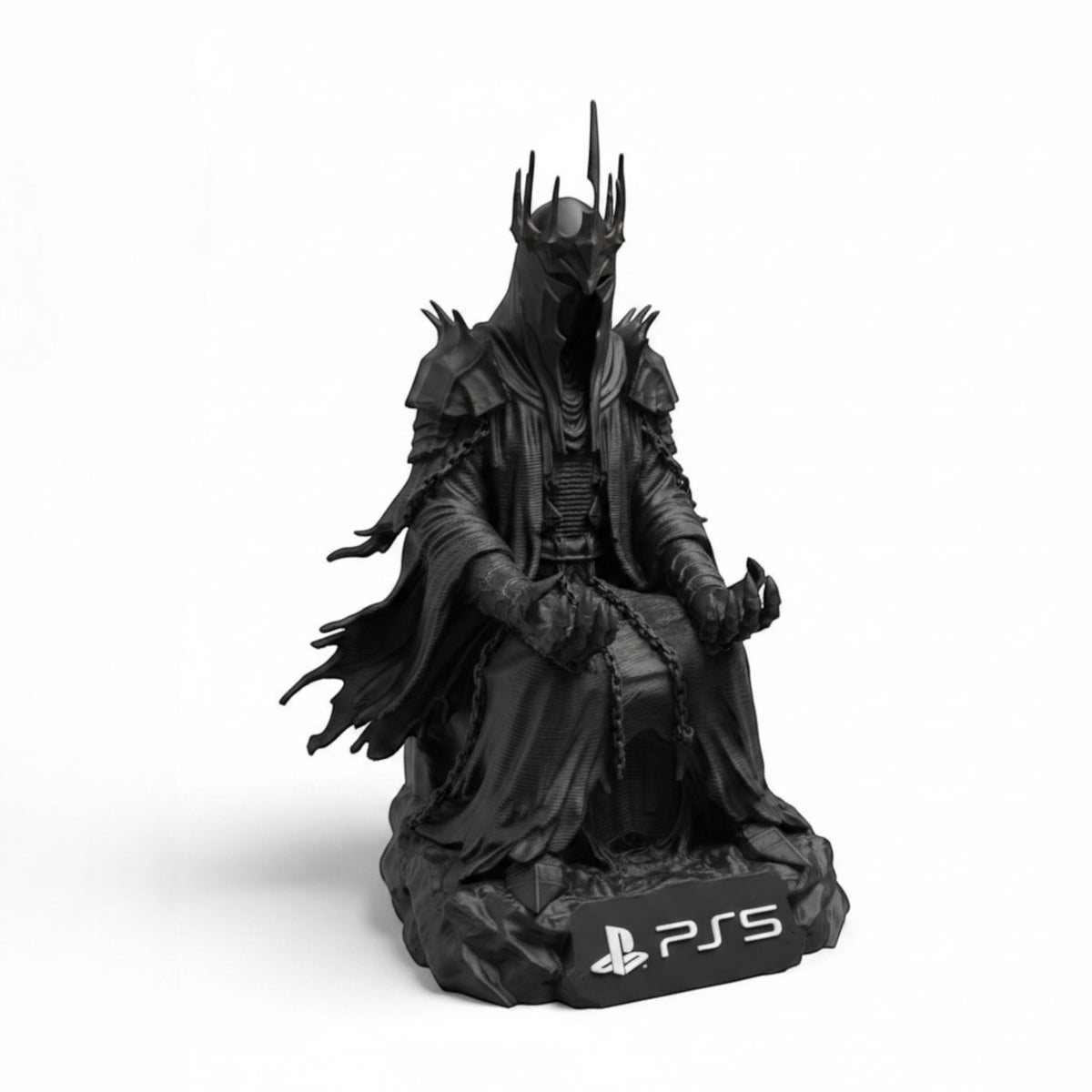 Magicland 3D Dark Lord PS5 tutucu standı, siyah renkli, detaylı zırh ve taçlı figür, oyun konsolu aksesuarı.