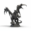 Magicland 3D WOW Deathwing figürü, detaylı zırhlı ejderha, açık ağızlı, pençeli, geniş kanatlı, kaya üzerinde duruyor.