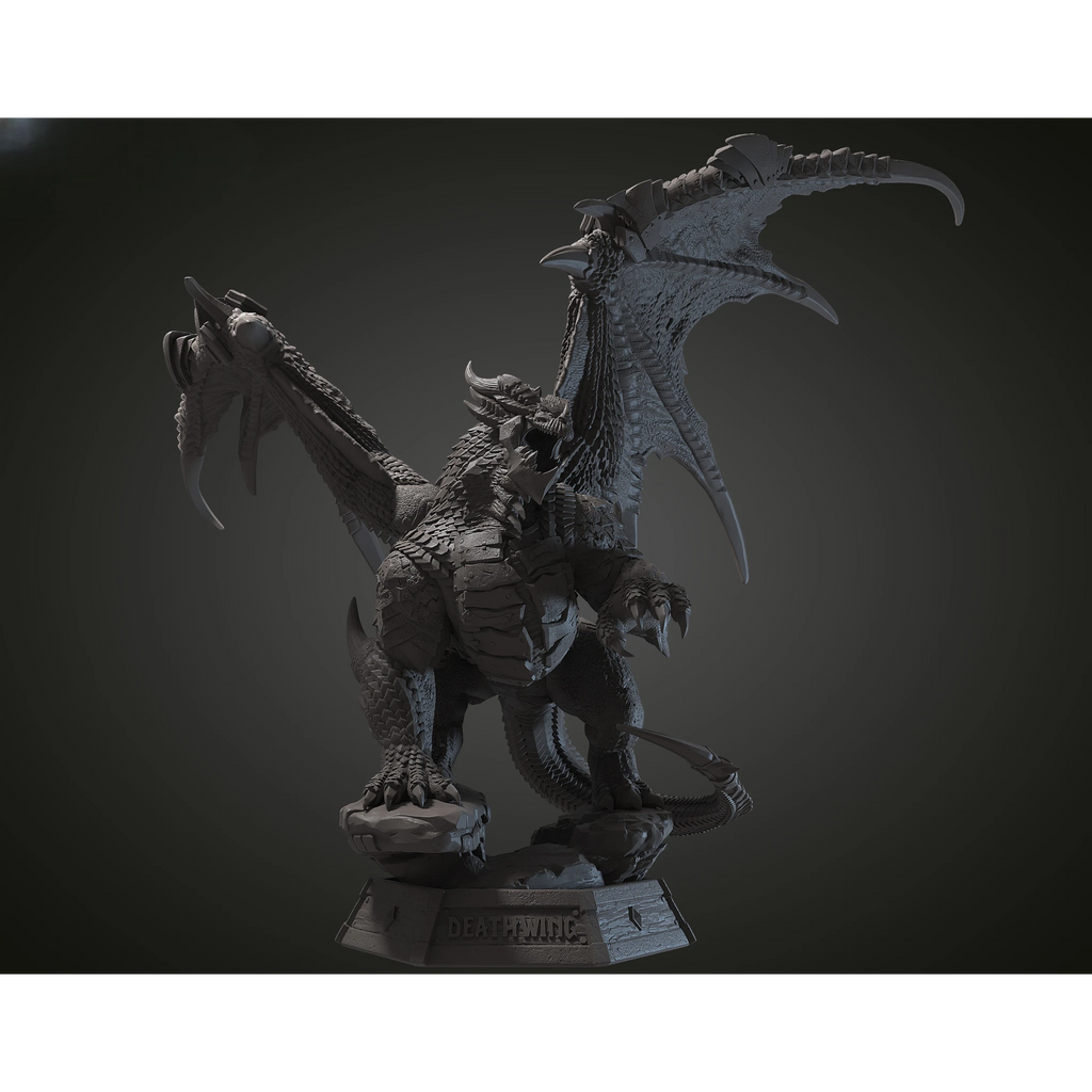 Magicland 3D'den Deathwing figürü, detaylı pullu gövdesi, pençeleri ve kanatları ile karanlık bir zeminde duruyor.