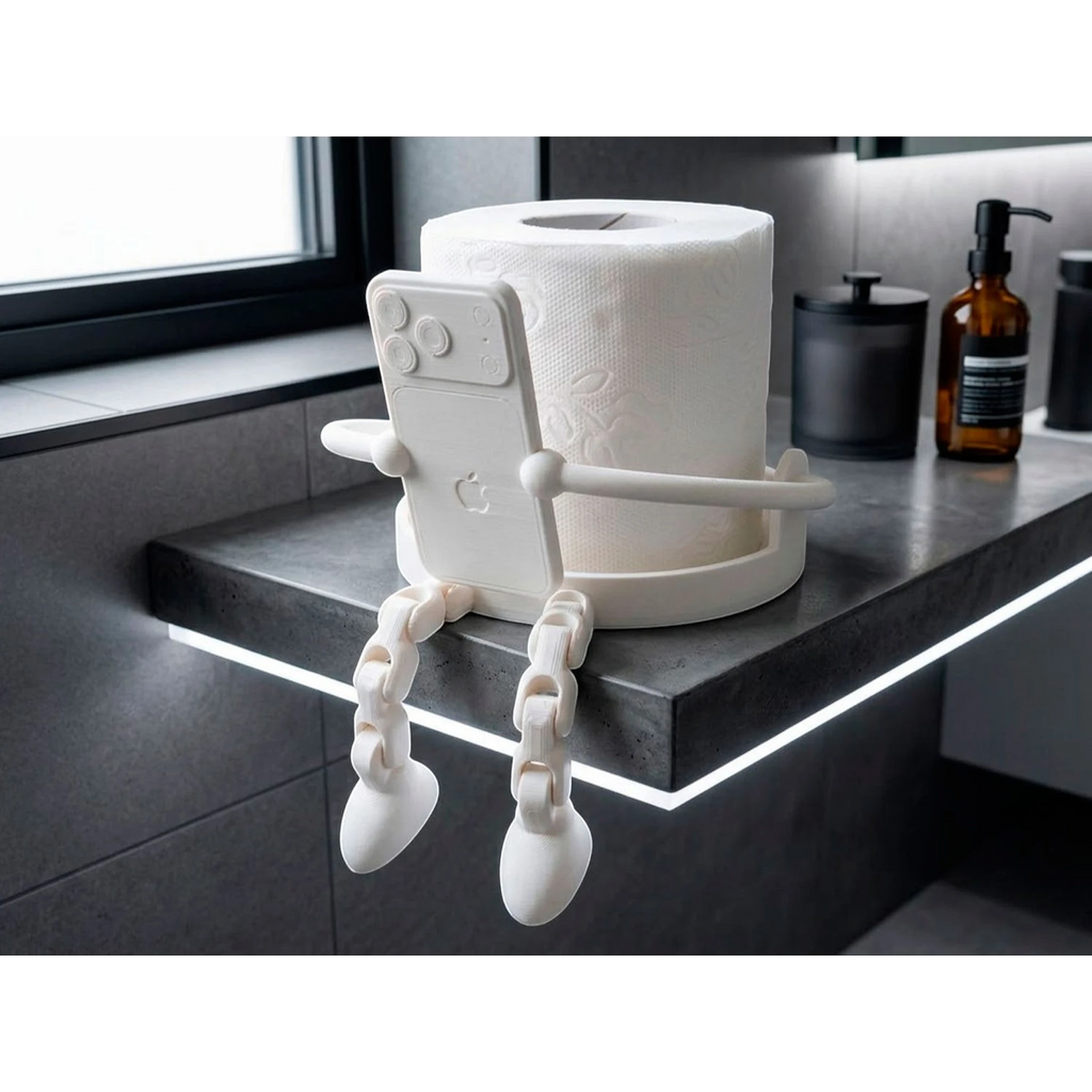 Magicland 3D figürlü beyaz tuvalet kağıdı tutucu, telefon tutma şeklinde, banyo aksesuarı