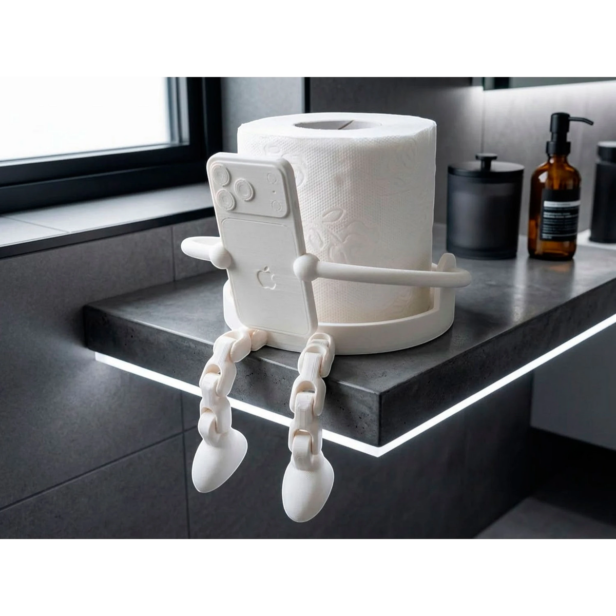 Magicland 3D figürlü beyaz tuvalet kağıdı tutucu, telefon tutma şeklinde, banyo aksesuarı