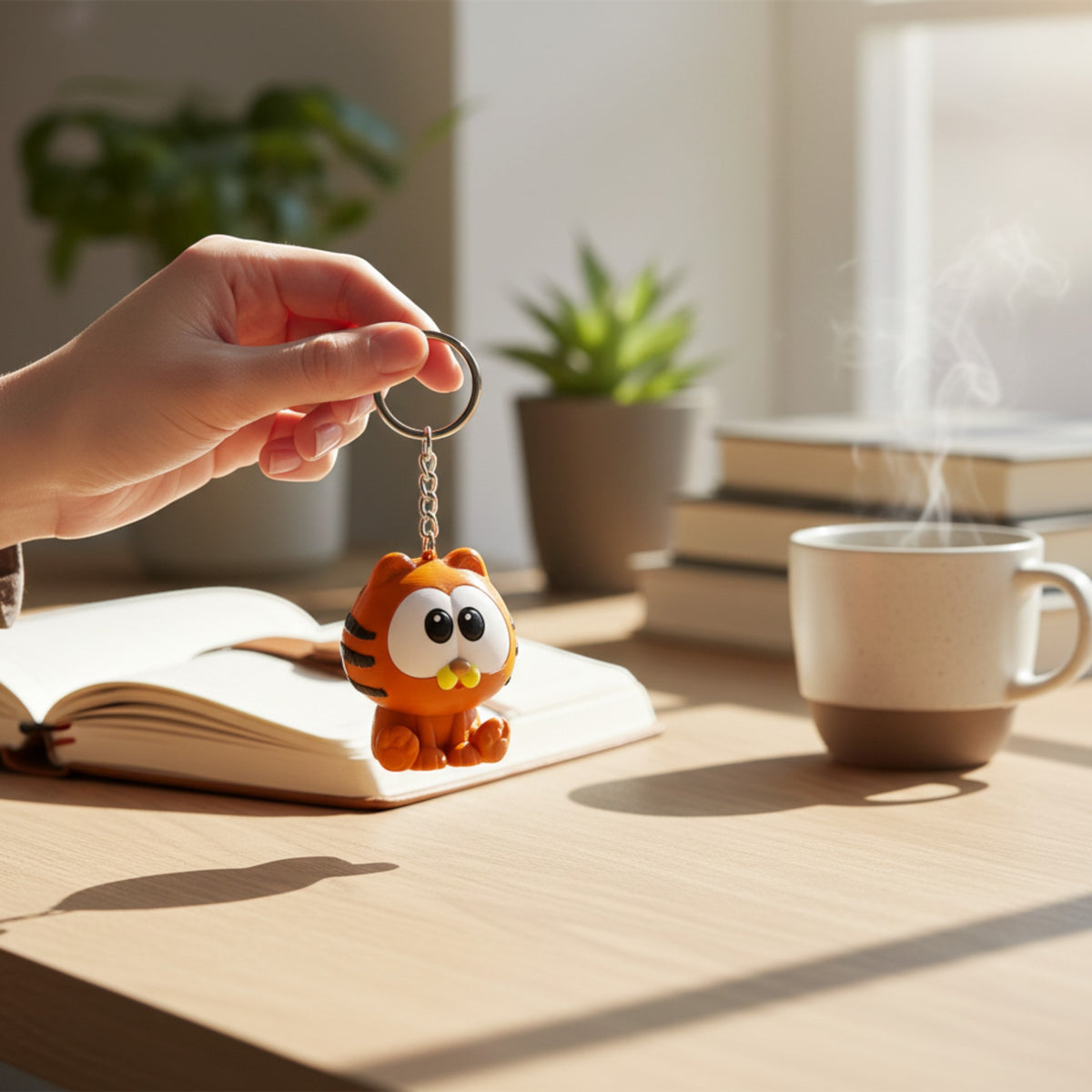 Magicland 3D Garfield figürlü turuncu anahtarlık, sevimli tasarımıyla dikkat çekiyor.