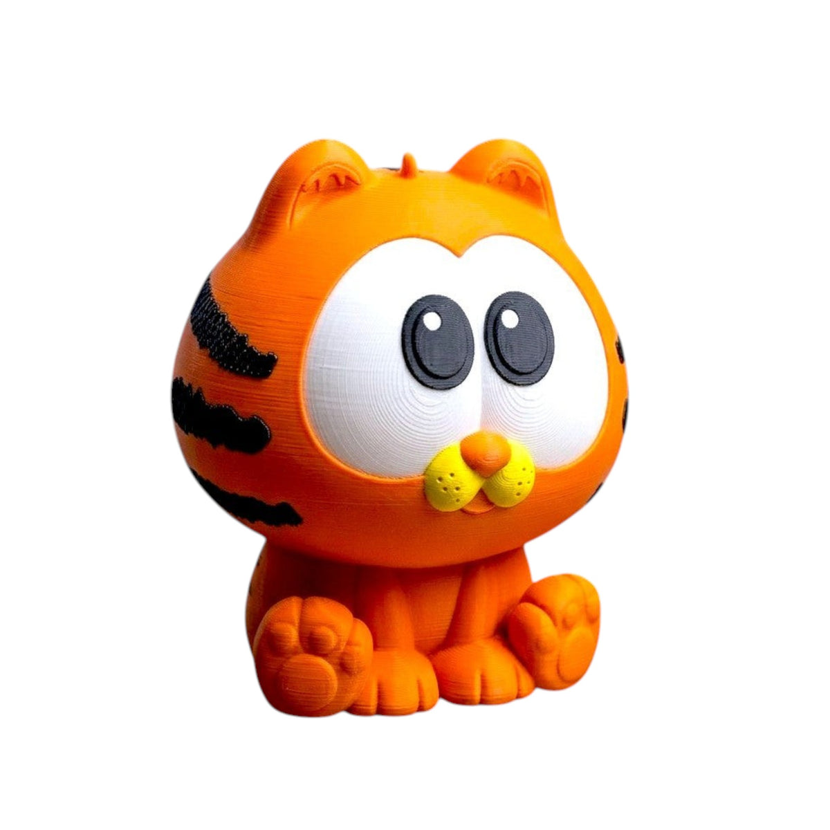 Magicland 3D turuncu Garfield figürlü anahtarlık, büyük beyaz gözlü ve sarı burunlu sevimli bir tasarıma sahip.
