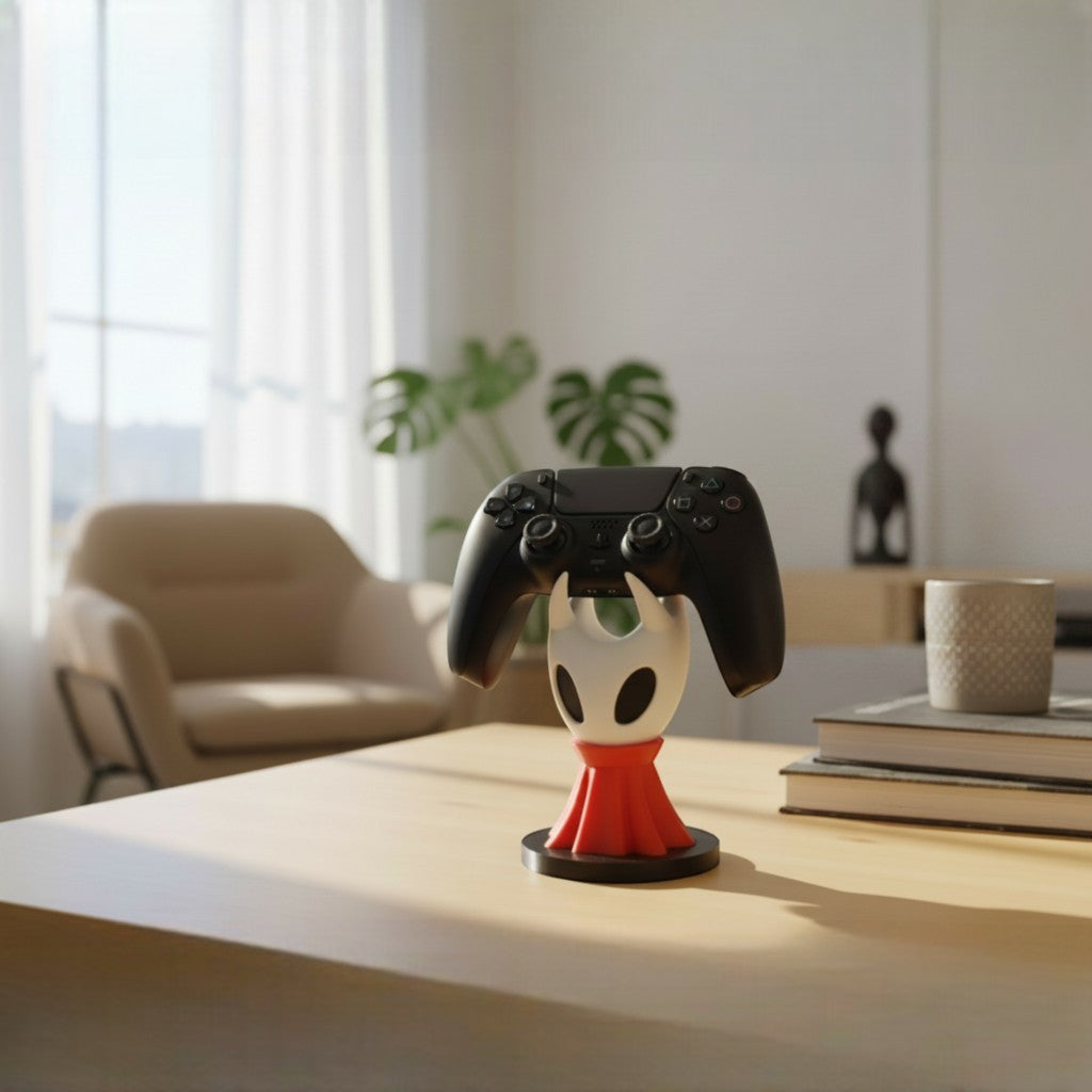 Magicland 3D Hollow Knight figürlü beyaz ve kırmızı oyun kumandası tutucu stant