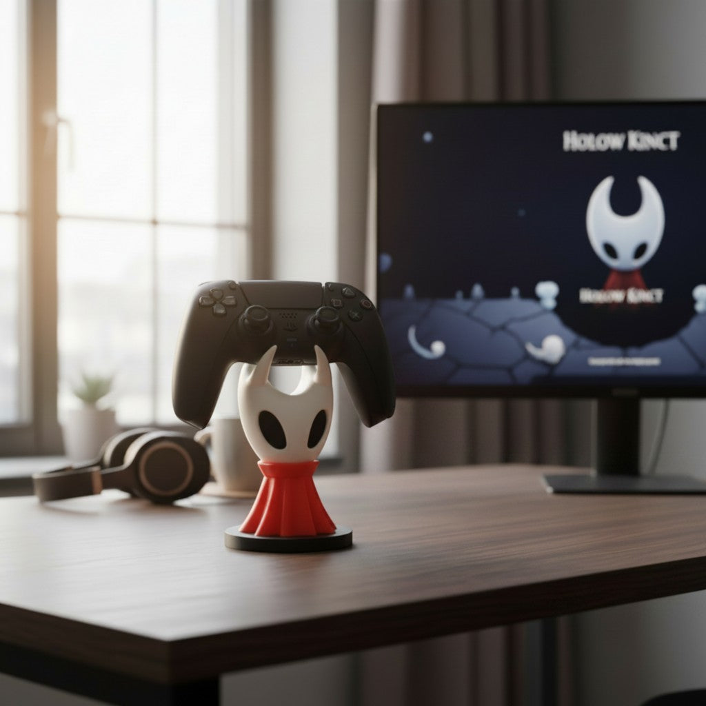 Magicland 3D Hollow Knight oyun kumandası tutucu stant, beyaz ve kırmızı renklerde, oyun odası dekorasyonu için ideal.