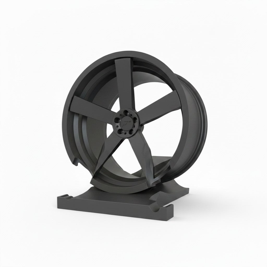 Magicland 3D jant tasarımlı gri metal kol tutucu stant, 5 kollu jant detayı