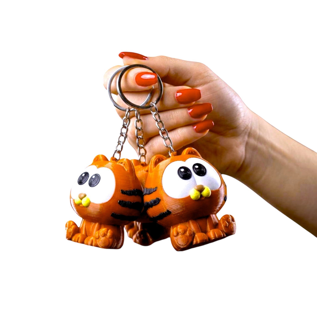 Magicland 3D turuncu renkli, sevimli kedi figürlü anahtarlık. Çiftli set.