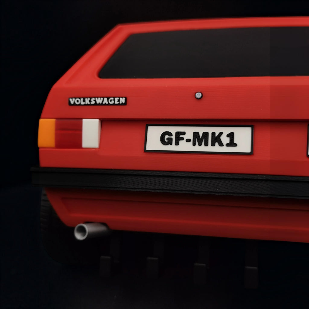 Magicland 3D kırmızı Volkswagen Golf MK1 GTI duvar tipi anahtarlık askısı, detaylı stop lambası ve plaka tasarımıyla