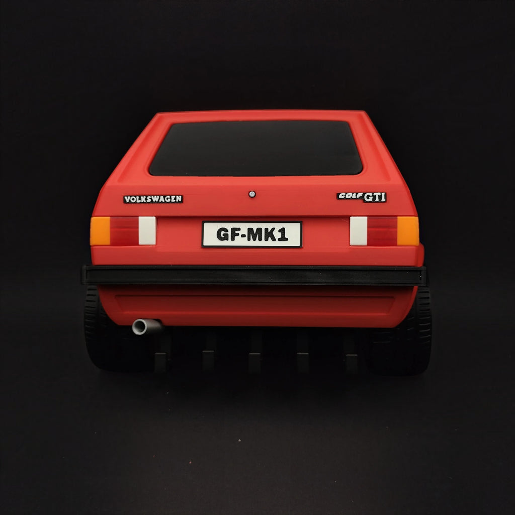 Magicland 3D kırmızı Volkswagen Golf MK1 GTI tasarımlı, 5 kancalı, duvara monte edilebilir dekoratif anahtar askısı