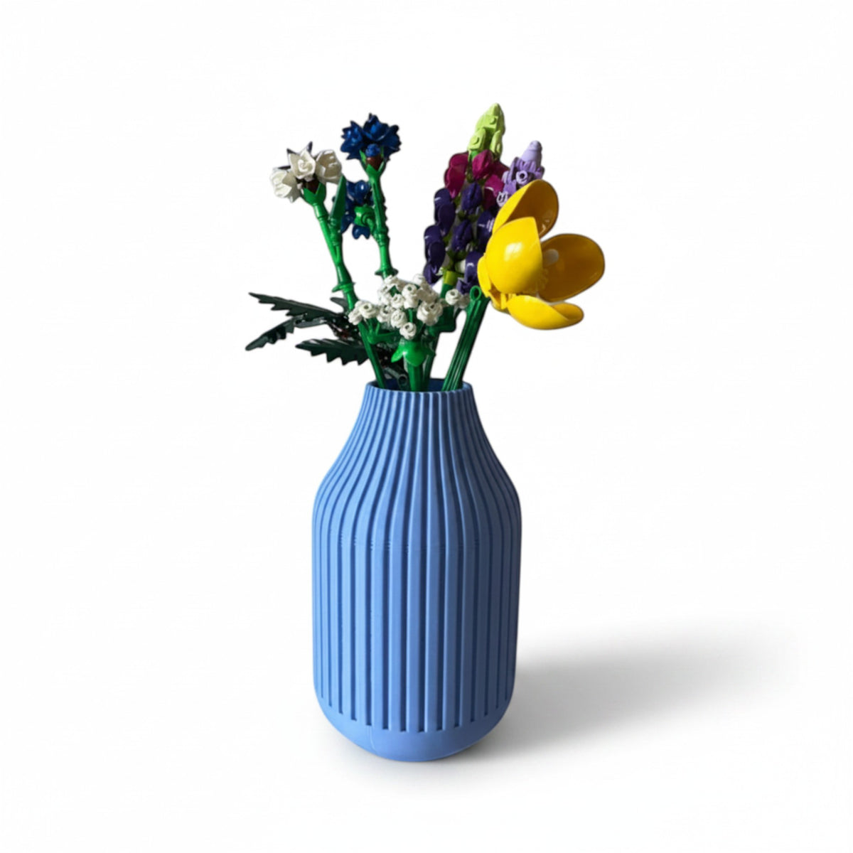 Magicland 3D mavi çizgili minimalist vazo, kuru çiçek ve yeşillik için ideal, 3D baskı PLA malzeme.