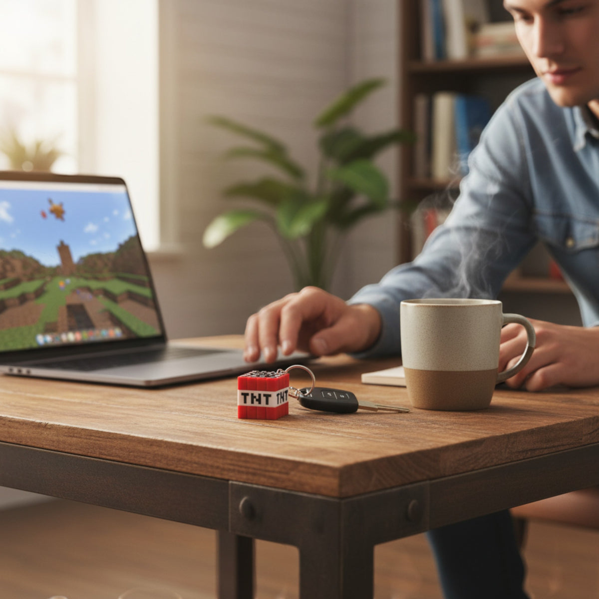 Magicland 3D Minecraft TNT anahtarlık, kırmızı ve beyaz renklerde, üzerinde TNT yazılı.