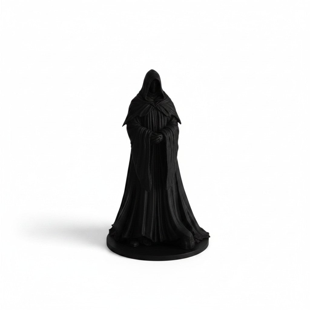 Magicland 3D Nazgul figürü, siyah pelerinli ve kapüşonlu, kılıcıyla birlikte.