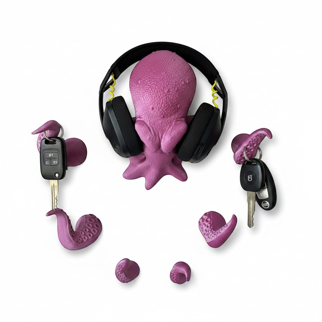 Magicland 3D purple octopus headphone stand and key holder with tentacles
