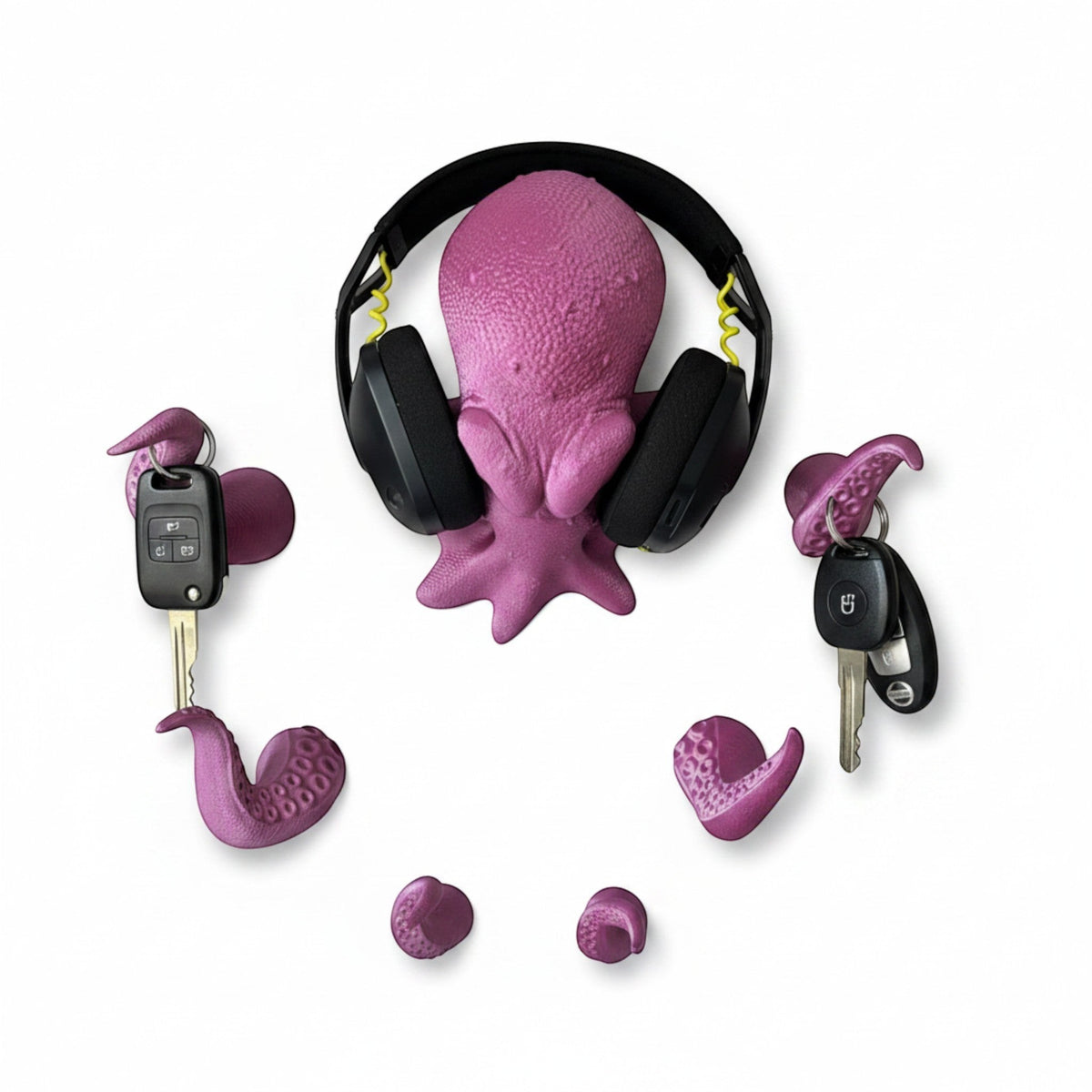 Magicland 3D purple octopus headphone stand and key holder with tentacles