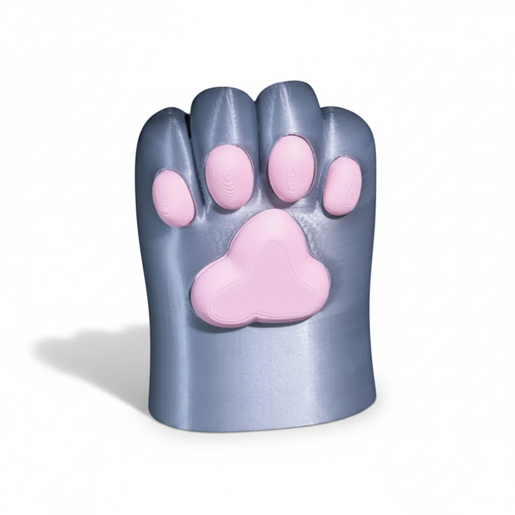 Magicland 3D gri ve pembe sevimli pati tasarımlı dekoratif kalemlik, masa düzenleyici, 3D baskı PLA malzeme.