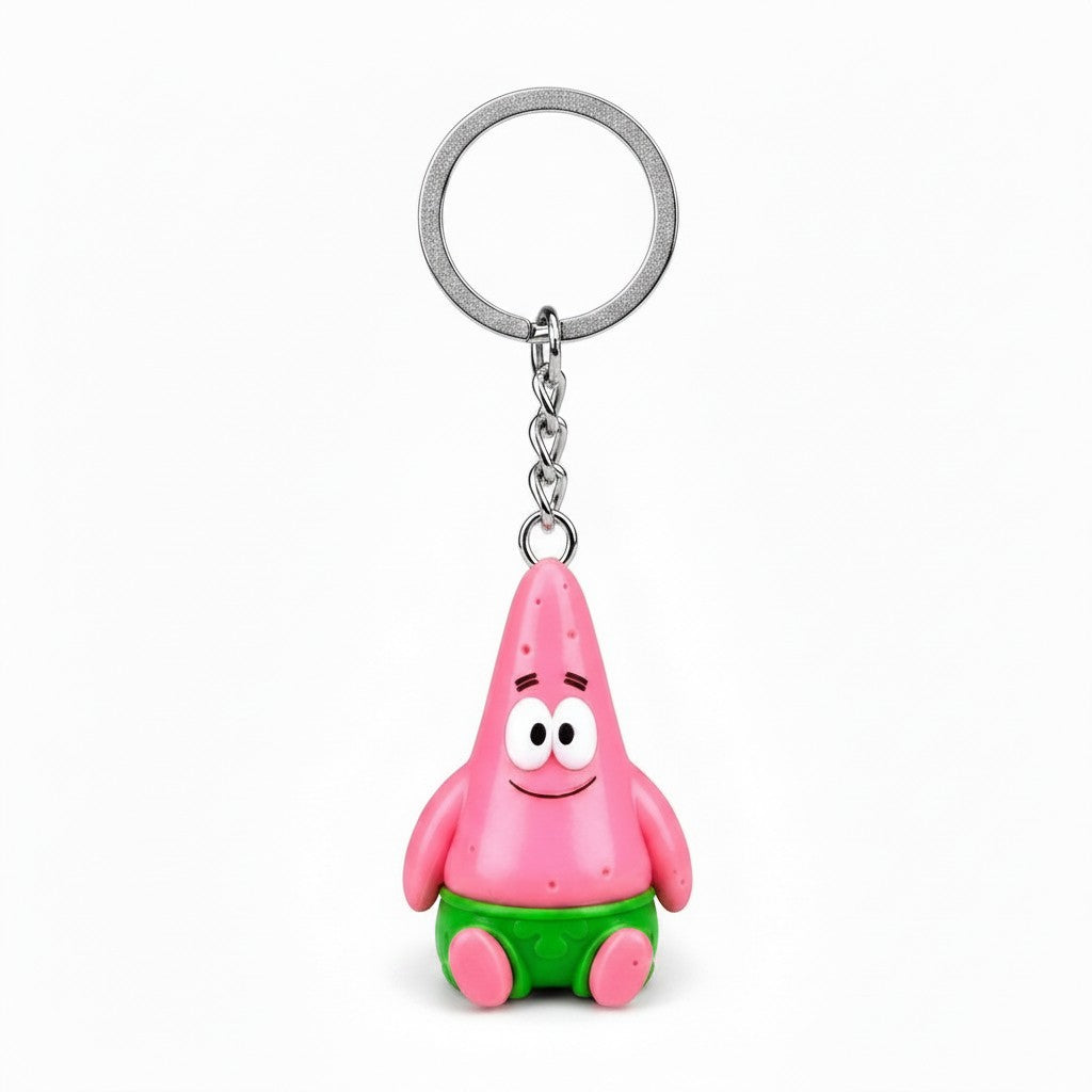 Magicland 3D pembe gövdeli ve yeşil şortlu Patrick figürlü 3D baskı anahtarlık