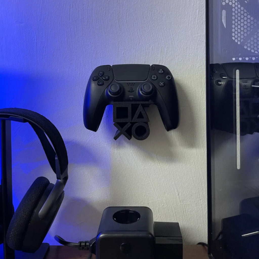 Magicland 3D siyah PlayStation logolu dekoratif oyun kolu standı, PS5/PS4 uyumlu, 3D baskı PLA malzeme.