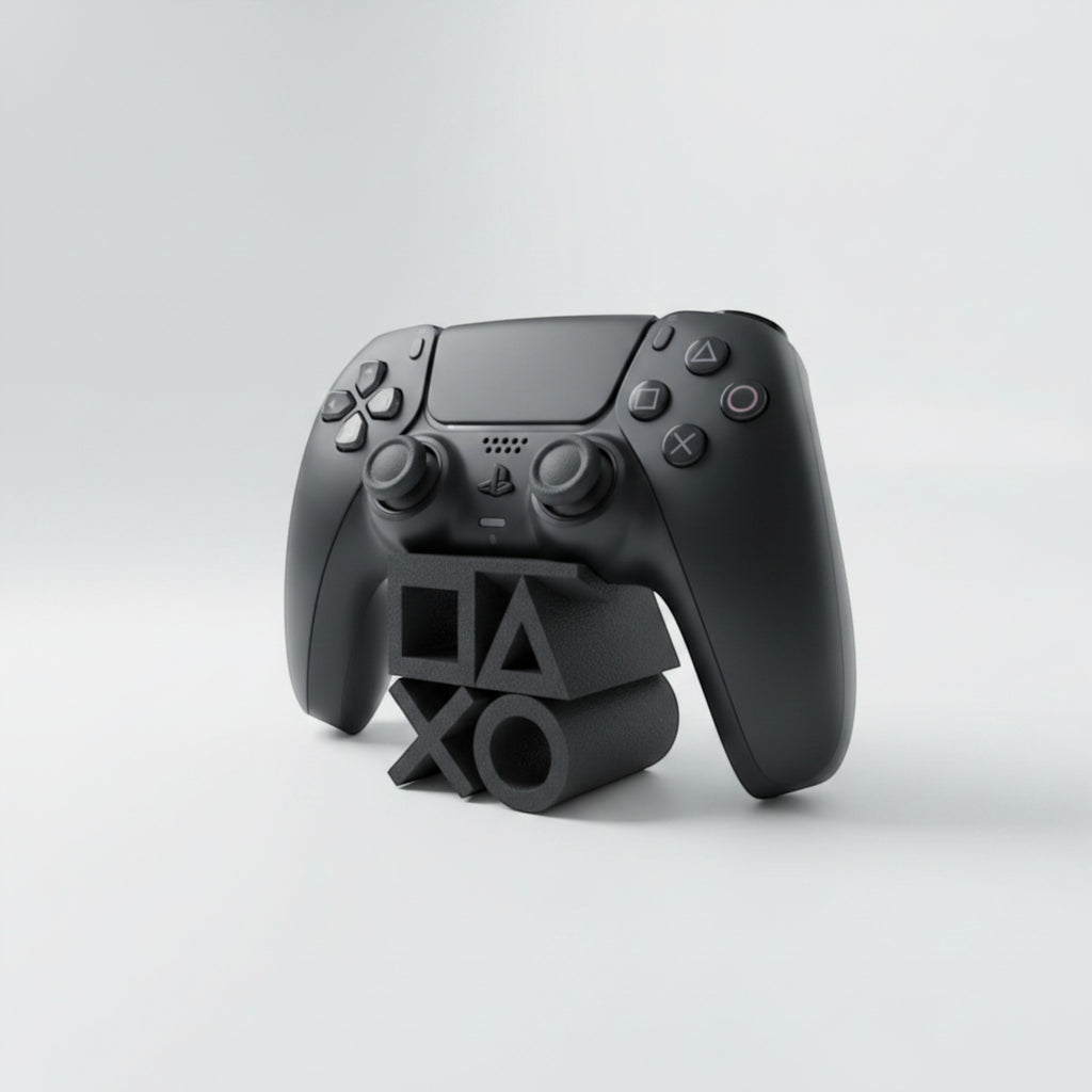 Magicland 3D, siyah PlayStation logolu dekoratif oyun kolu standı. PS5/PS4 uyumlu, 3D baskı PLA.