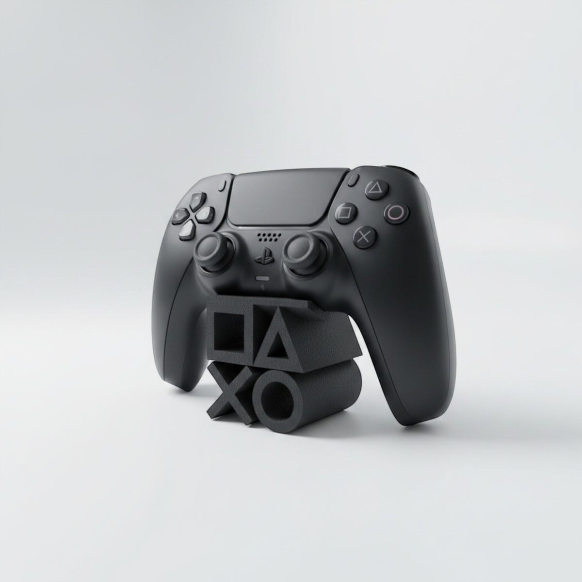 Magicland 3D, siyah PlayStation logolu dekoratif oyun kolu standı. PS5/PS4 uyumlu, 3D baskı PLA.
