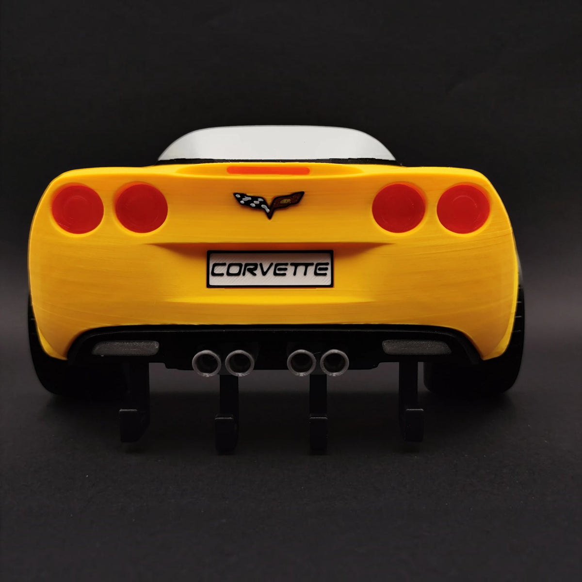 Magicland 3D sarı renkli Corvette C6 arkadan görünüşlü, 5 kancalı duvara monte edilebilir 3D baskı anahtarlık askısı