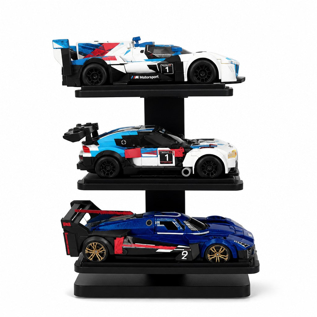 Magicland 3D siyah üç katlı dikey Lego Speed Champions araç sergileme standı