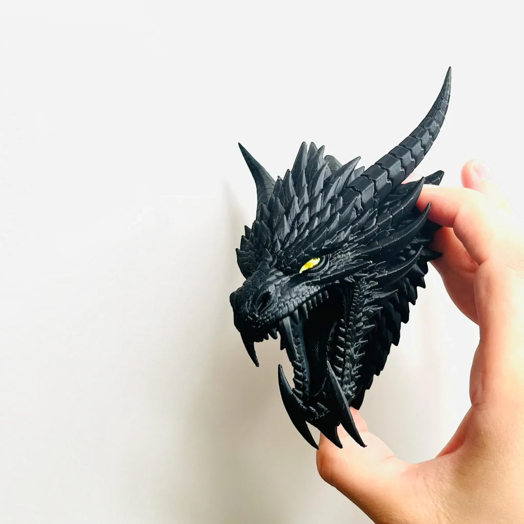 Magicland 3D siyah ejderha kafası şeklinde duvar anahtarlık askısı, detaylı pul ve diş tasarımlı dekoratif ürün.