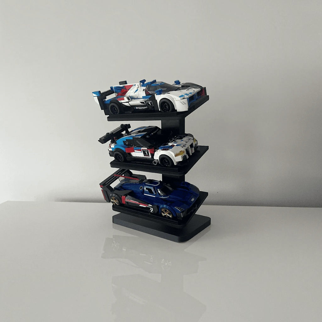 Magicland 3D siyah üç katlı dikey Lego Speed Champions araç sergileme standı
