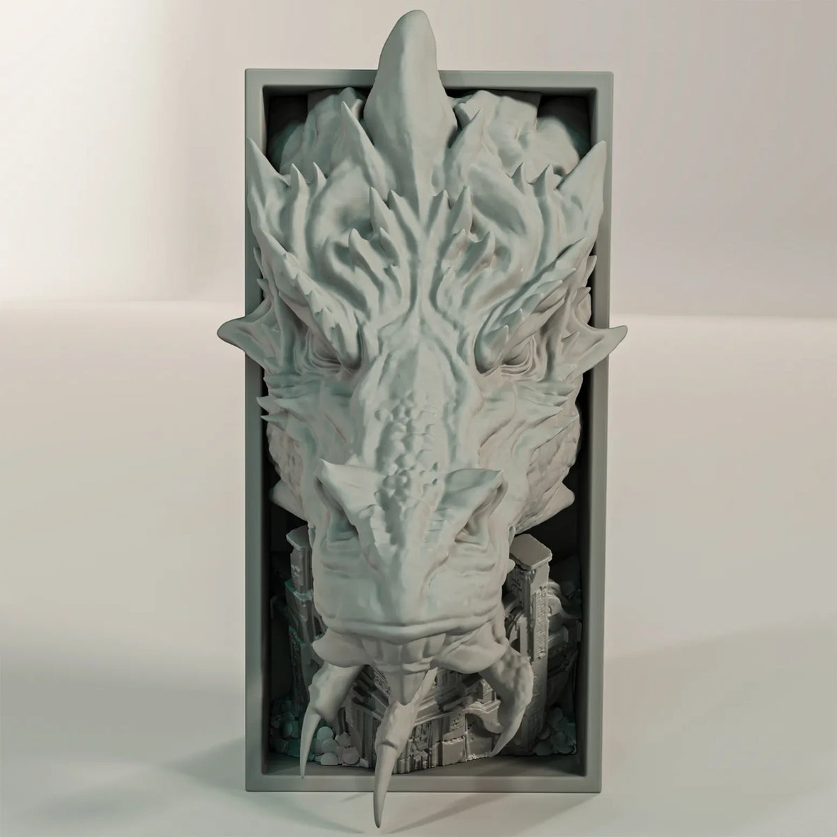 Magicland 3D Smaug ejderha figürlü dekoratif kitap tutucu, detaylı pul ve boynuz işlemeli 3D baskı kitaplık aksesuarı.