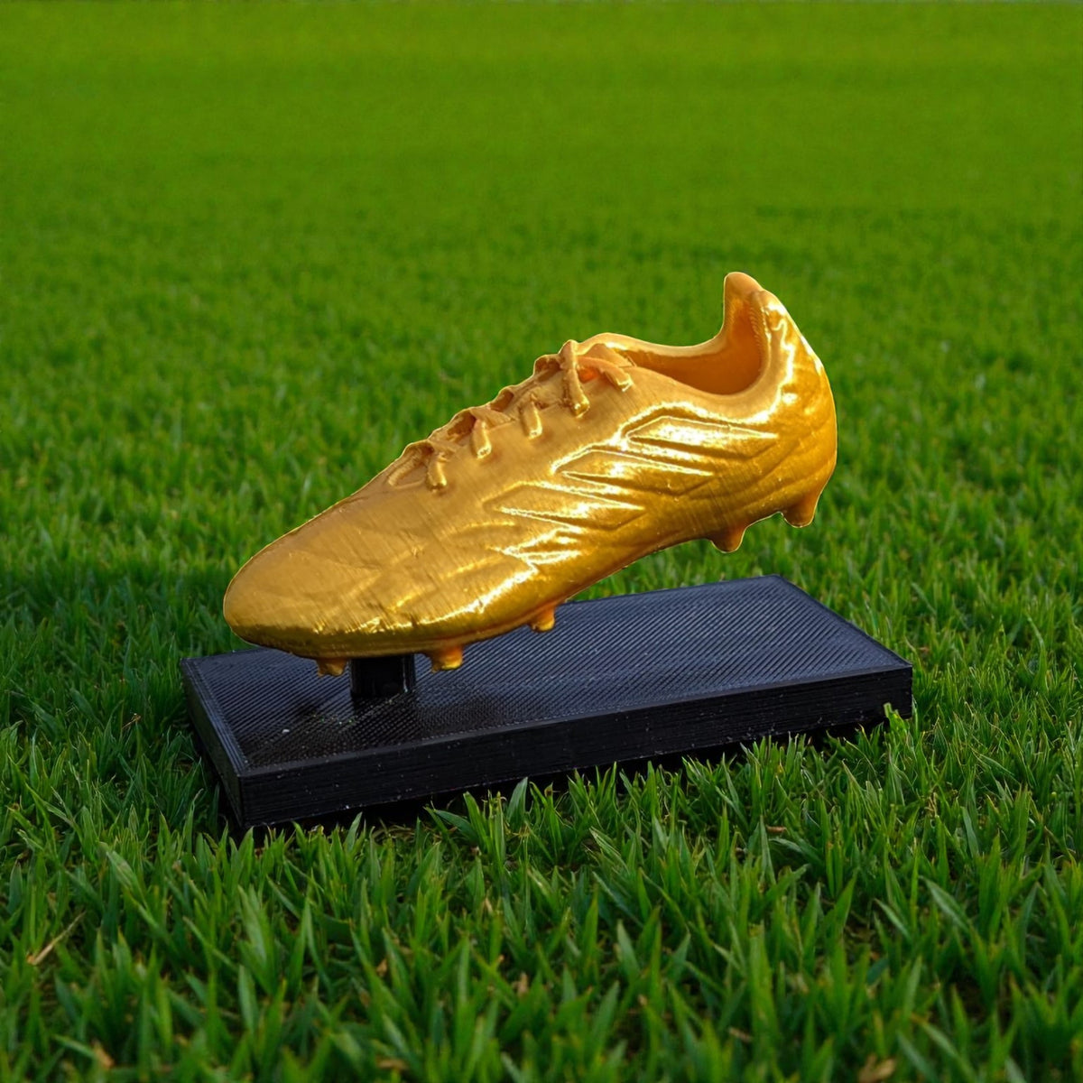 Magicland 3D altın futbol ayakkabısı ödülü, 3D baskı, futbol temalı ödül, spor ödülü.