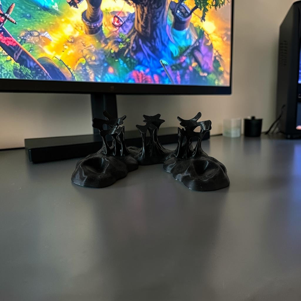 Magicland 3D black abstract decorative stands with a sticky effect, set of three.