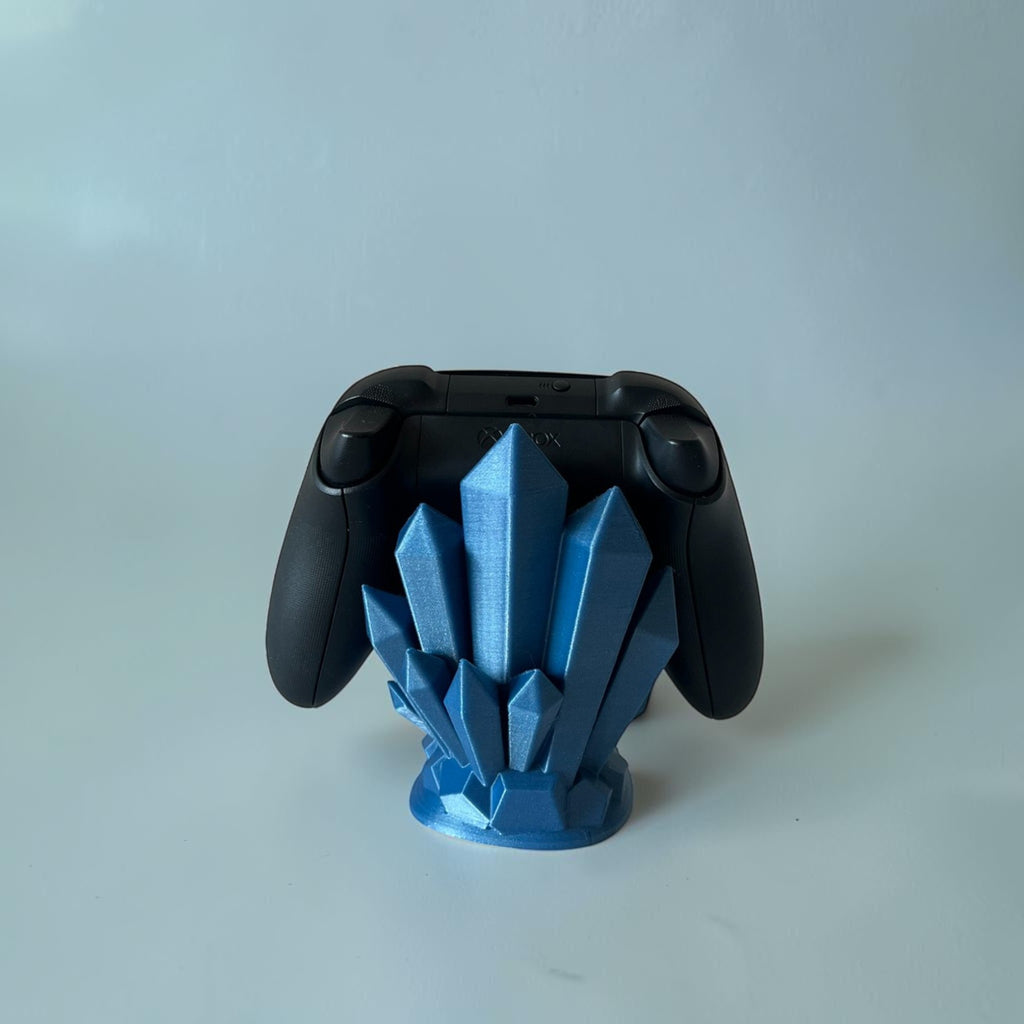 Magicland 3D blue crystal controller stand for Xbox controller, unique decorative gaming accessory.