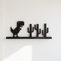 Magicland 3D black pixelated dinosaur and cactus decorative wall art.