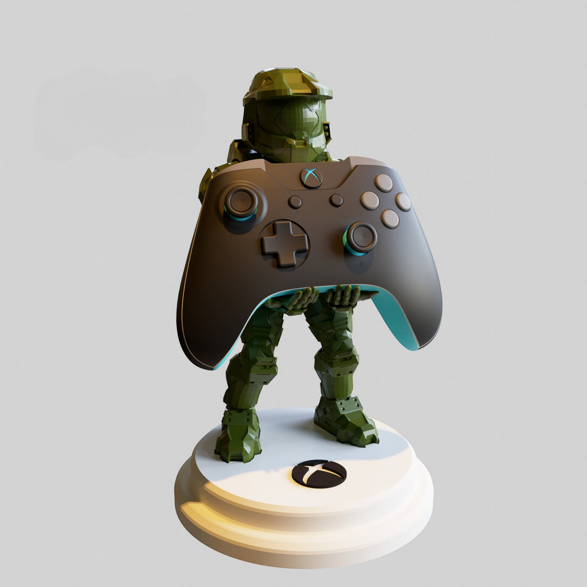 Magicland 3D Halo Master Chief figure holding an Xbox controller, green armor, white base with Xbox logo.