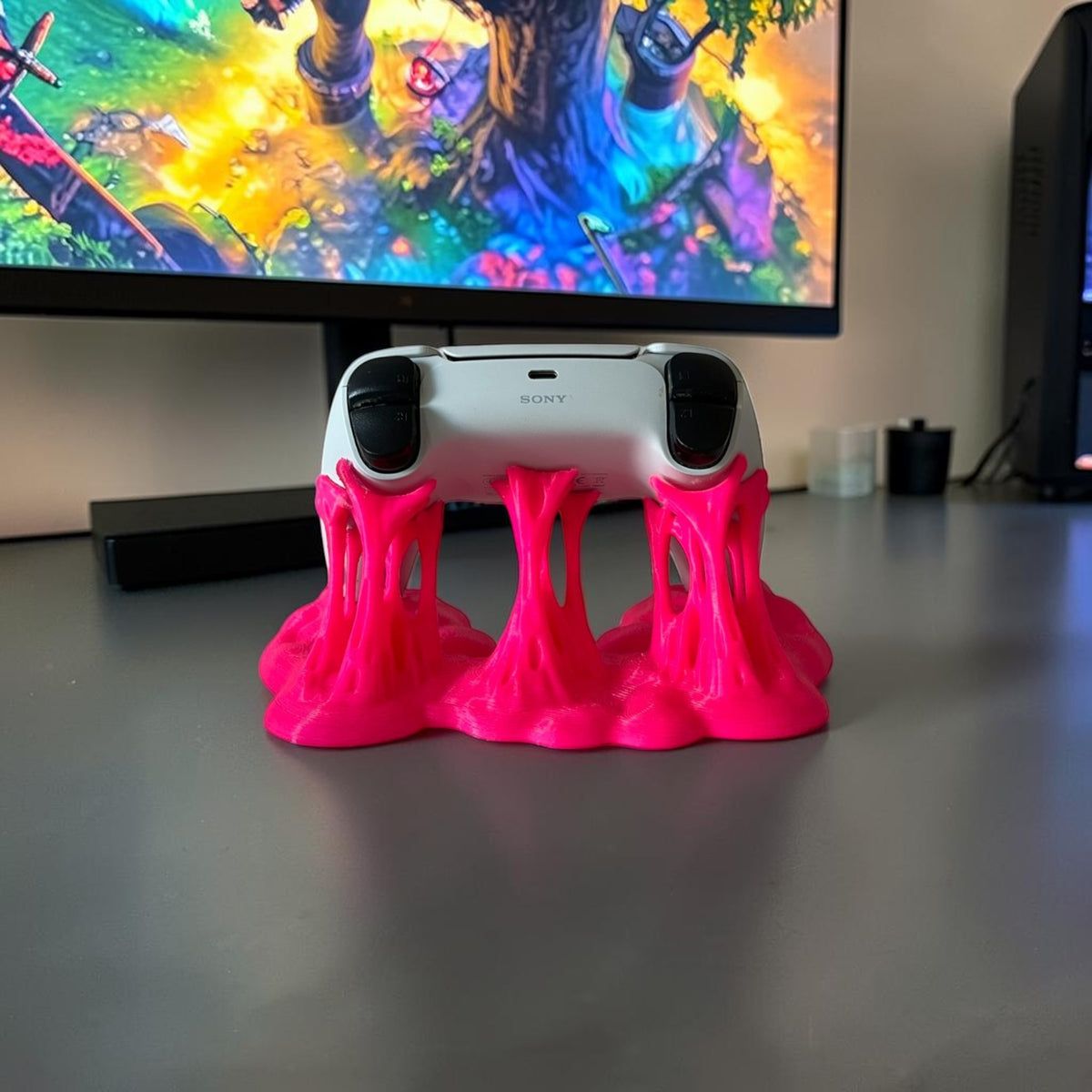 Magicland 3D neon pink slime effect controller stand for PlayStation 5