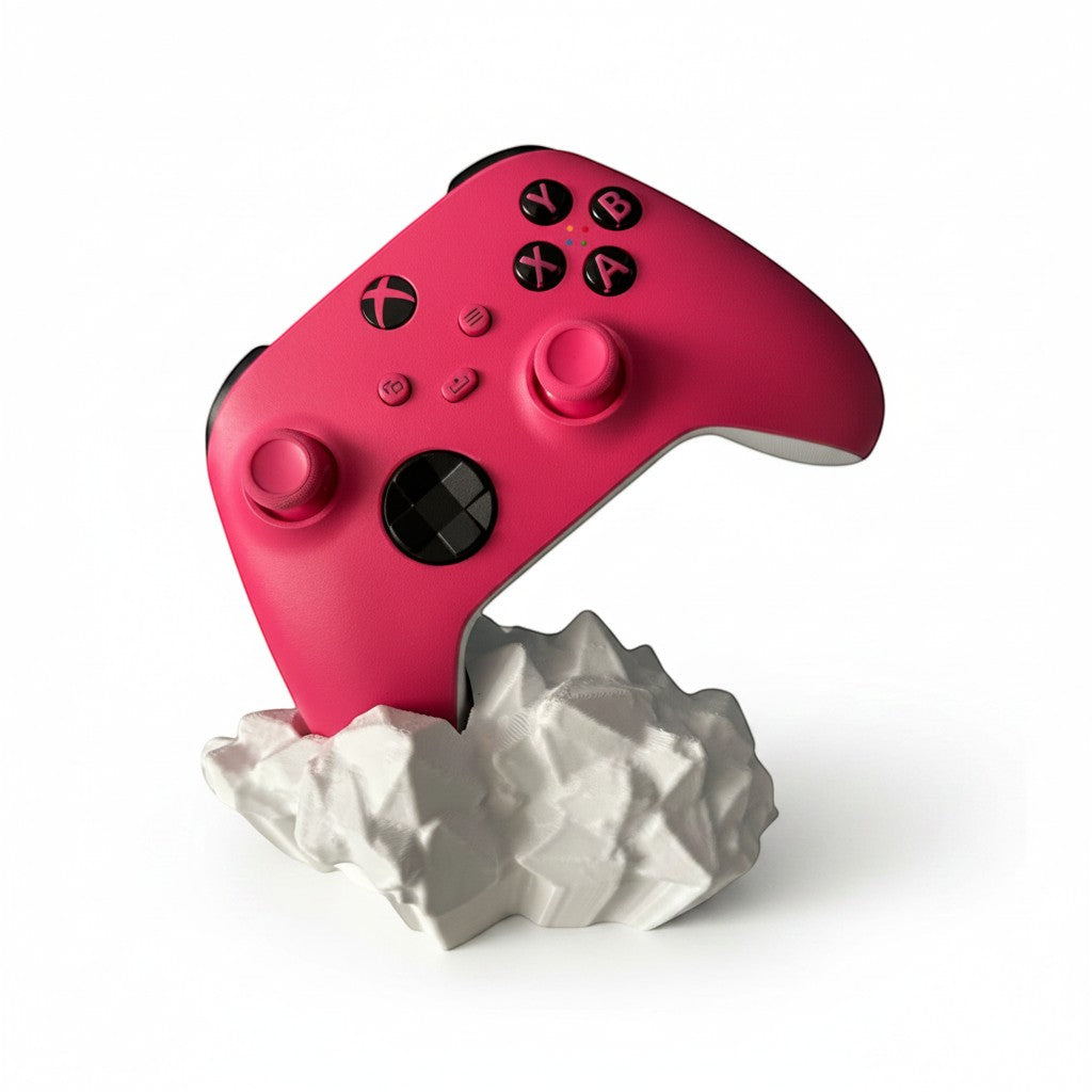 Magicland 3D pink Xbox controller stand with a white crystal-like base. Perfect for gaming setups.