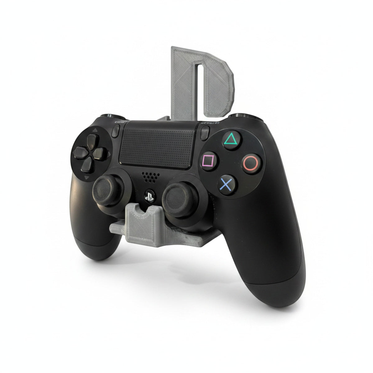 Magicland 3D grey wall mount holder for Playstation PS4 controller, keeps controller secure and accessible.