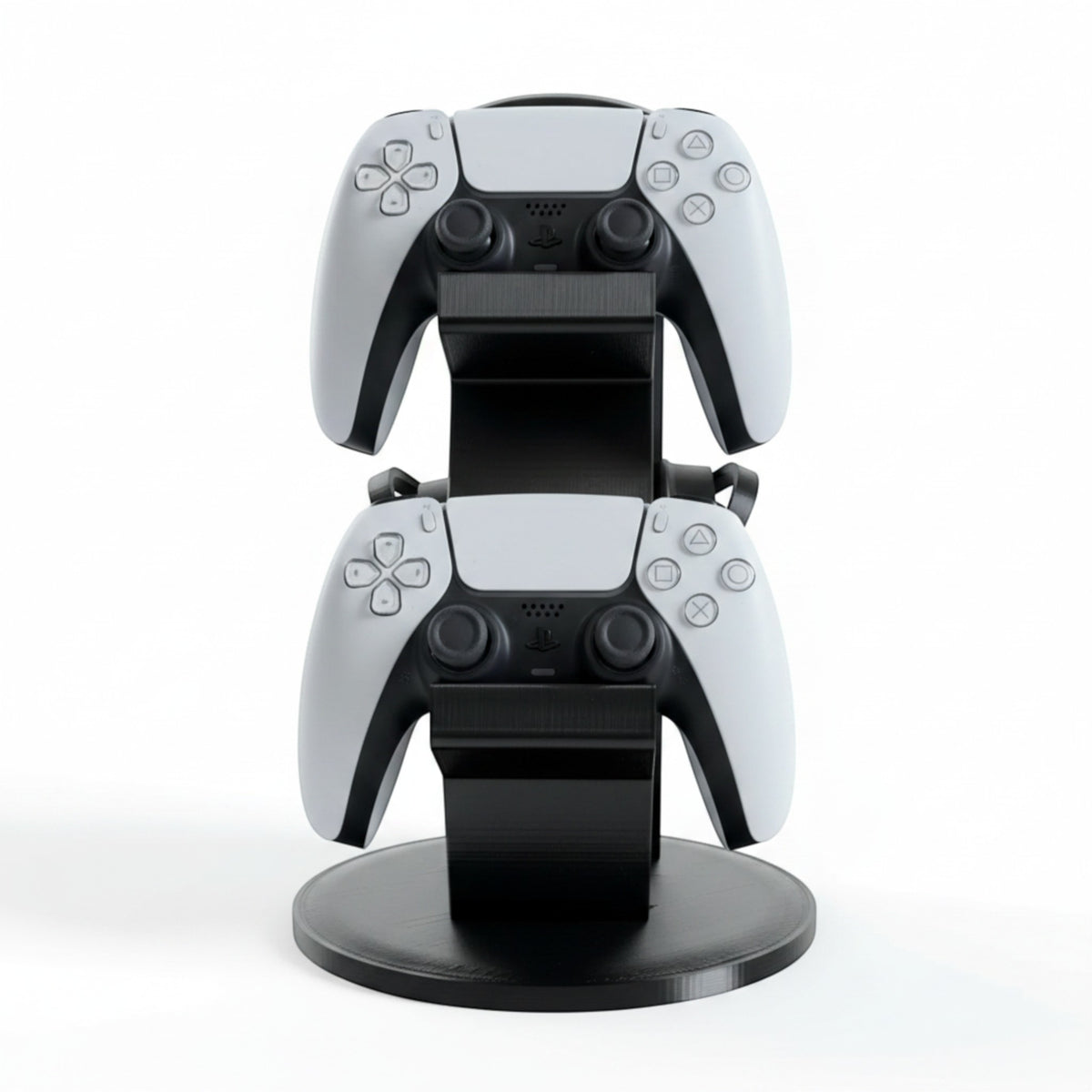 Magicland 3D black dual PS5 controller and headset stand, designed for PlayStation 5 controllers.