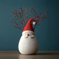 Magicland 3D Santa Claus vase with red berries and branches, white textured body, red hat.