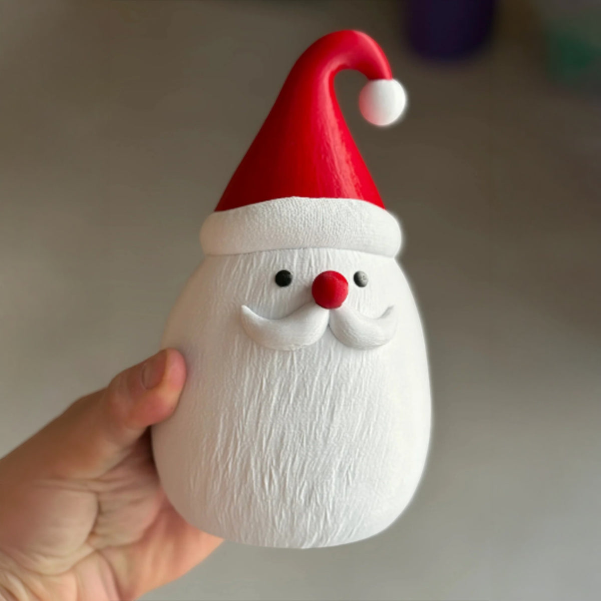 Magicland 3D white textured Santa Claus vase with red hat and pompom, white trim, red nose, and mustache.