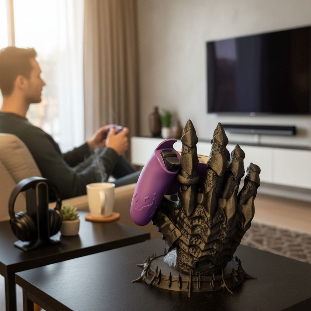 Magicland 3D'den Sauron'un el şeklinde siyah oyun kumandası tutucu. Detaylı ve gotik tasarımlı.