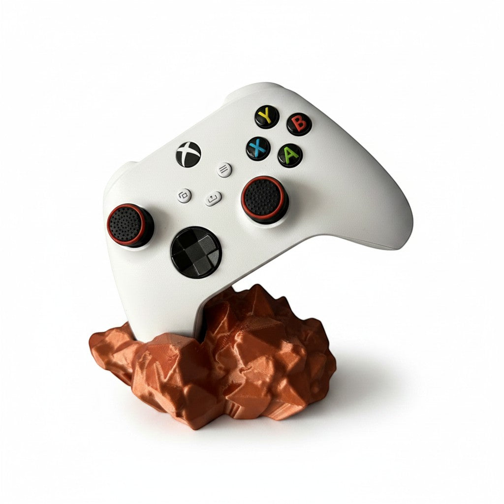 Magicland 3D white Xbox controller on a copper-colored crystal stand