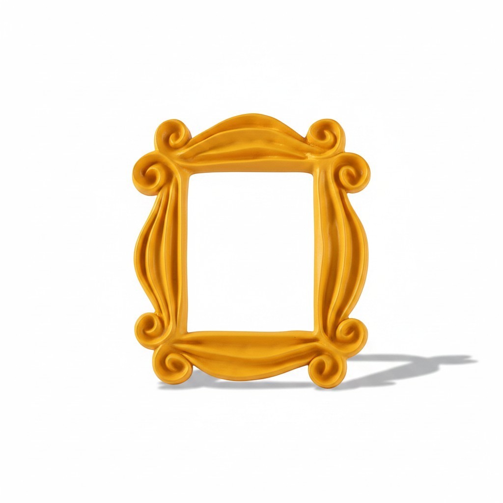Magicland 3D yellow decorative door frame inspired by Friends TV show, held by a hand.